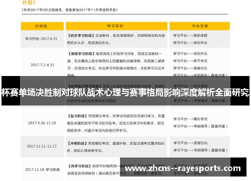 杯赛单场决胜制对球队战术心理与赛事格局影响深度解析全面研究 杯赛单场决胜制对球队战术心理与赛事格局影响深度解析全面研究